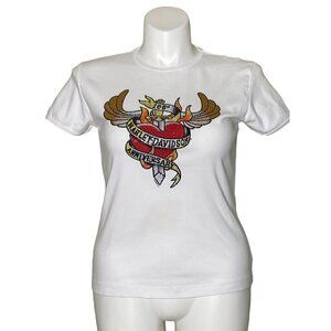 Harley Davidson White Anniversary T-Shirt, Doc's Harley St. Louis Women's XL